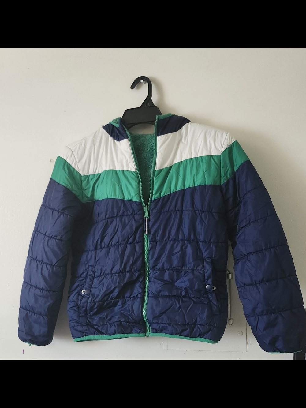 Source Unknown Navy, Green & White Kids Puffer Jacket